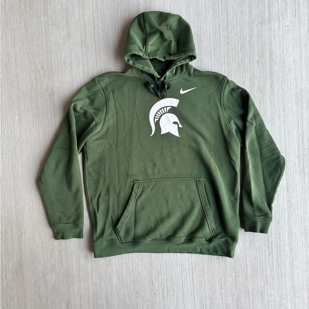Vintage Nike Michigan ST Swoosh Green Hoodie Mens‎ XL Y2K Pullover Sweater NCAA